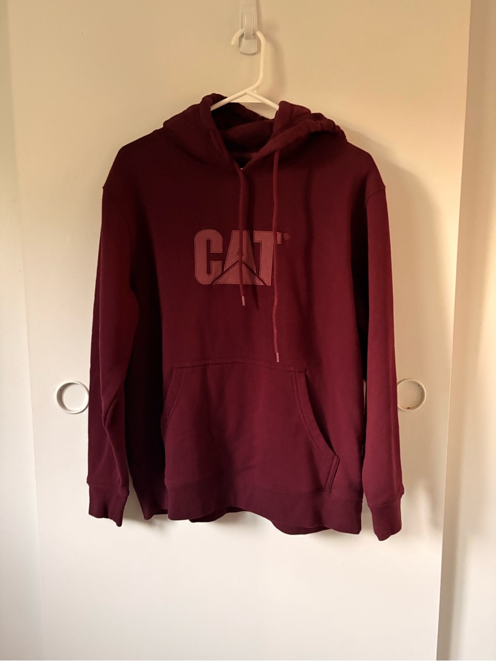 Caterpillar CAT Logo Women`s Heavyweight  Hoodie Sweatshirt (Burgundy,Small)